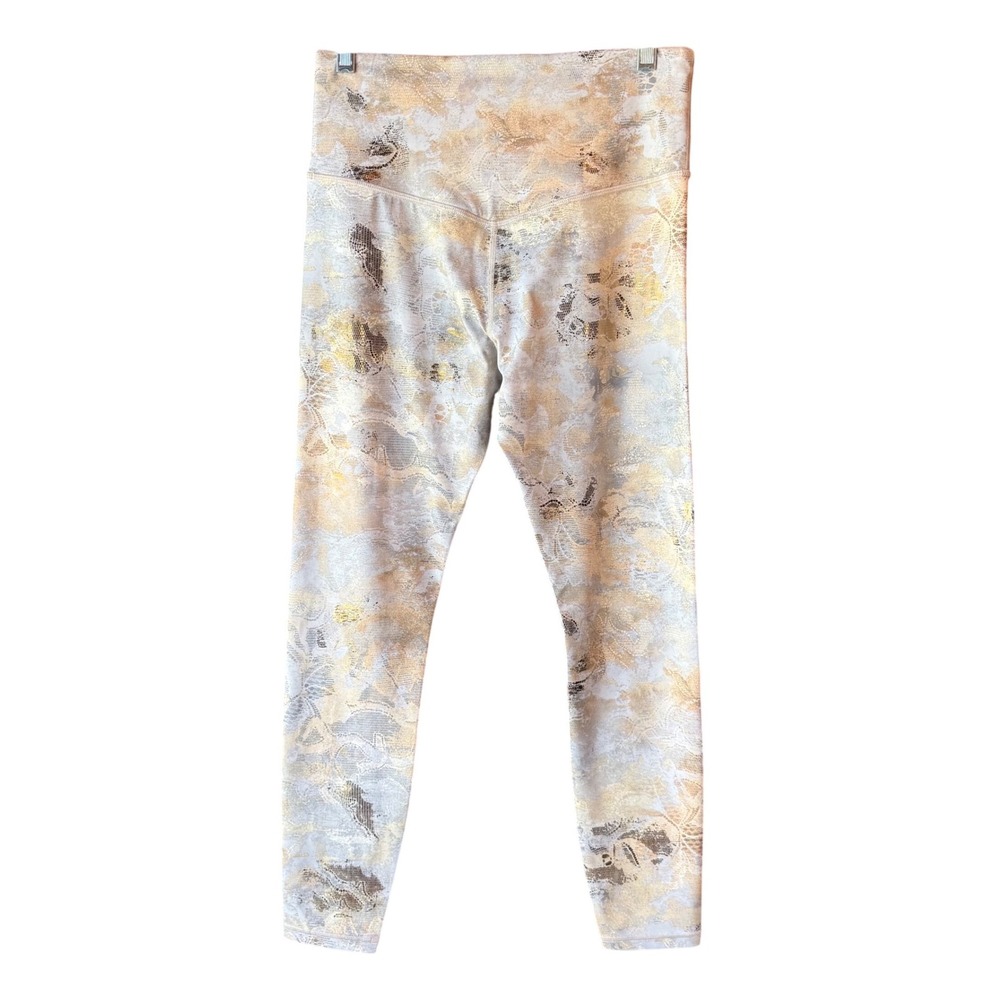 Athleta‎ Elation Gilded Leggings Size Medium Gold Print New With Tag